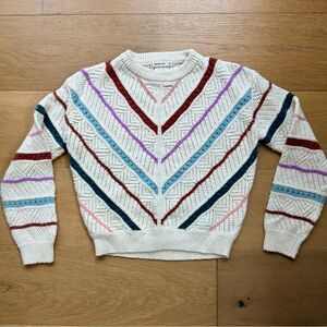 Marine Layer Brooke Sweater Chevron Stripe Boho Coastal Women's XS EUC